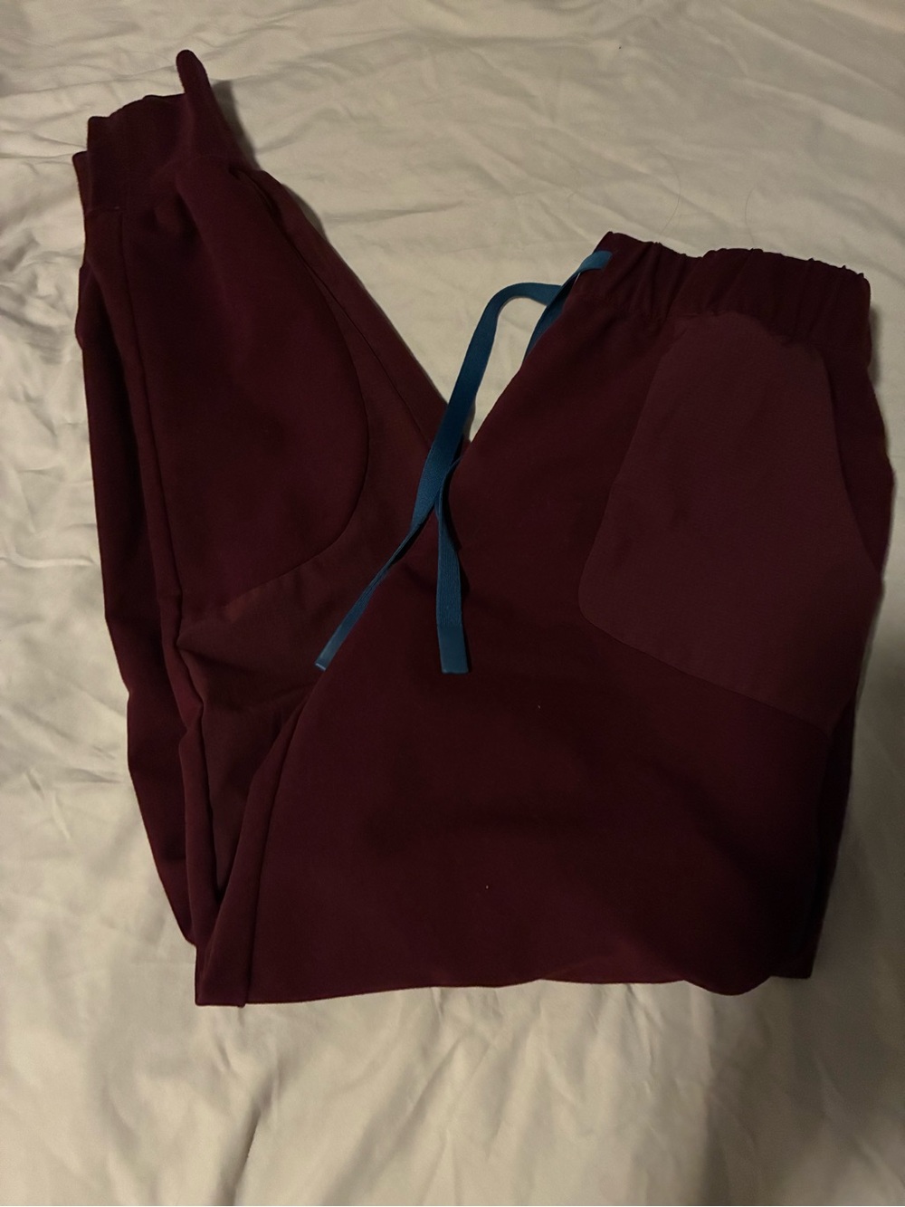 Figs Disney special edition Maroon scrub jogger pants with Blue Drawstring